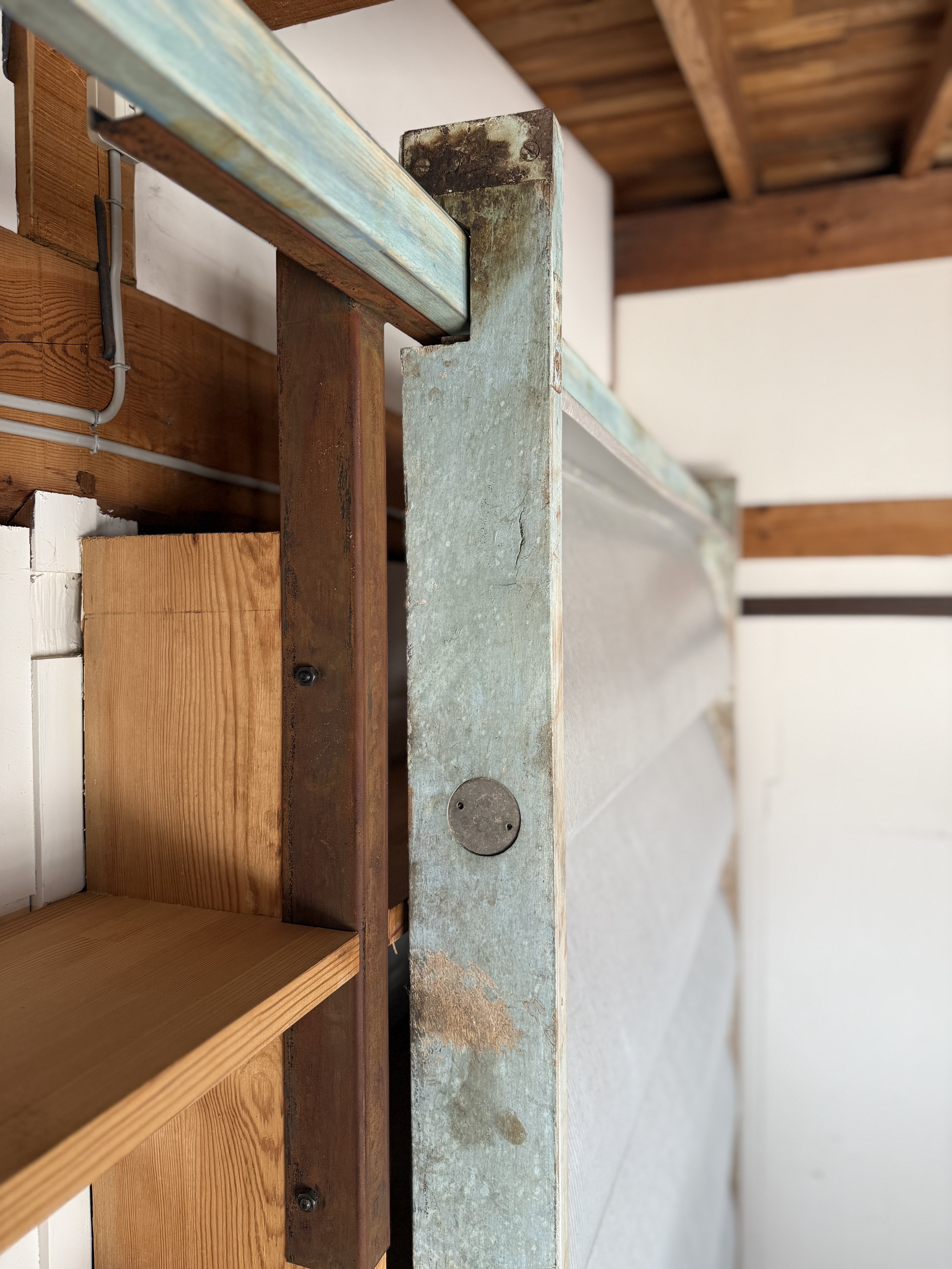 Jean Prouvé welded steel frame and mounting hardware — original condition